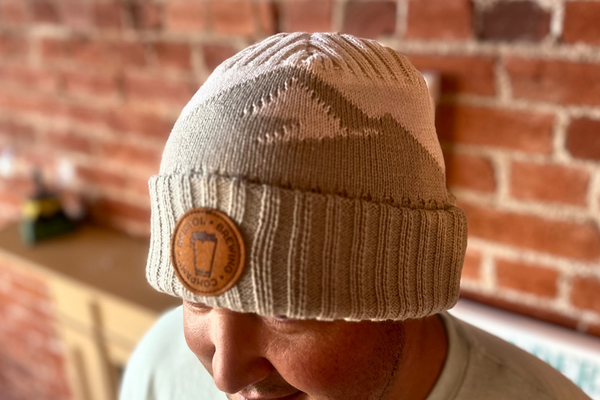 Knit Beanie with Leather Patch